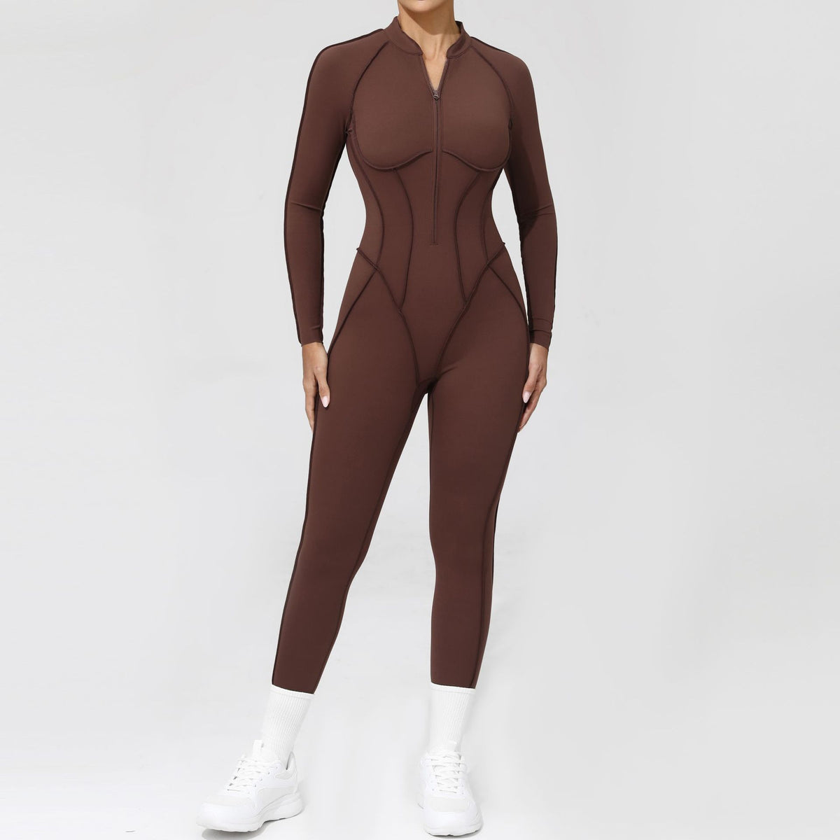 Women's Half-Zip Long Sleeve Yoga Jumpsuit