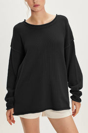 Solid Color Round Neck Sweater