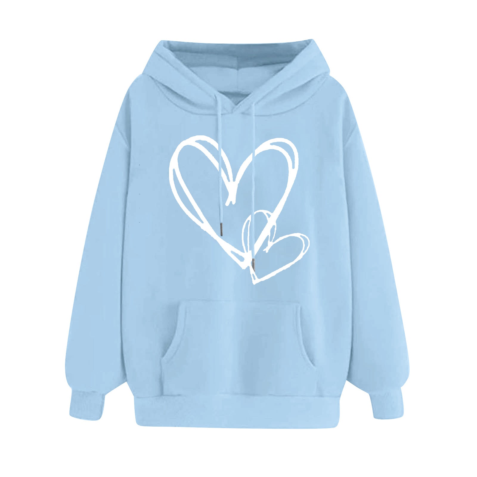 Matching Heart Print Long-Sleeve Couple Hoodies