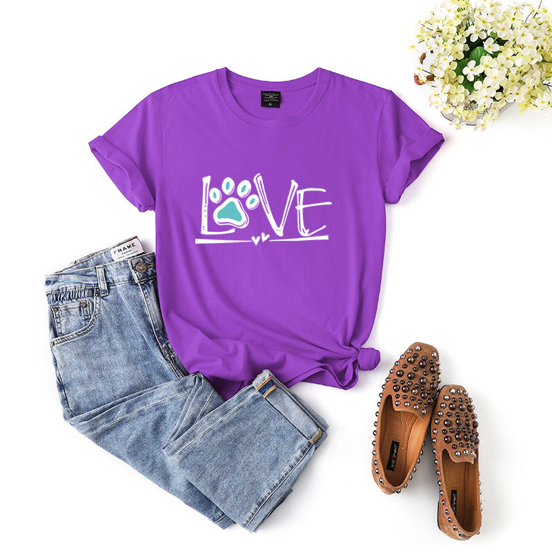 Chic Plus Size Letter Print Loose Cotton T-Shirt