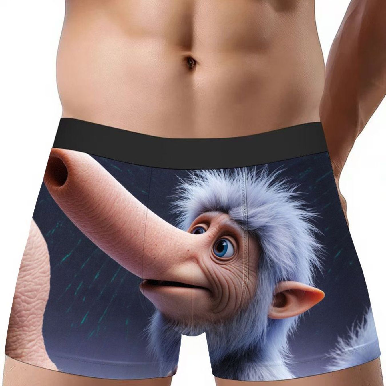 Men's Blue and Black Cartoon Character Boxer Shorts