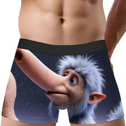 Men's Blue and Black Cartoon Character Boxer Shorts