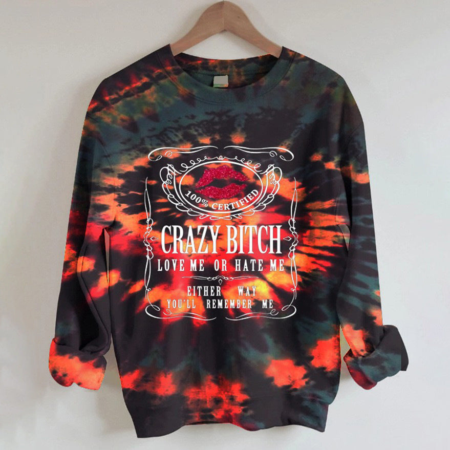 Women's Long Sleeve Printed Crew Neck Casual Sweater Top