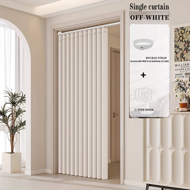 rodless Elegant Bohemian Style Folding Door Curtain with Stripes - Polyester, Magnetic Partition for Living Room, Bedroom, Kitchen - Easy Hand Wash, No Power Needed, Versatile Home Decor, Versatile…