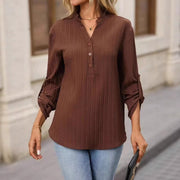 V-neck Partially Open-buttoned Shirt Fashionable And Versatile Top