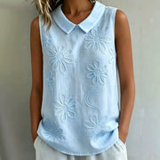 Loose-fit Casual Vintage Vest Embroidered Floral Sleeveless Shirt