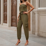 Women's Casual Strapless Pocket Jumpsuit