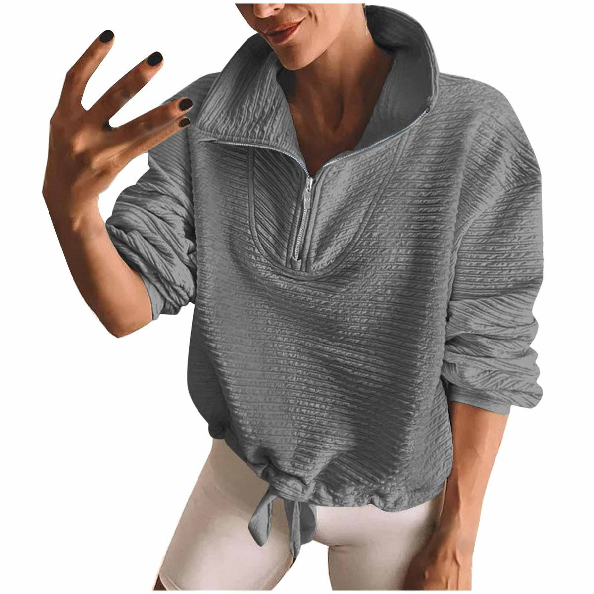 Women's Half-Zip Lapel Sweatshirt & Drawstring Pullover
