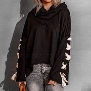 Women's Oversized Hooded Frayed Cotton Sweater