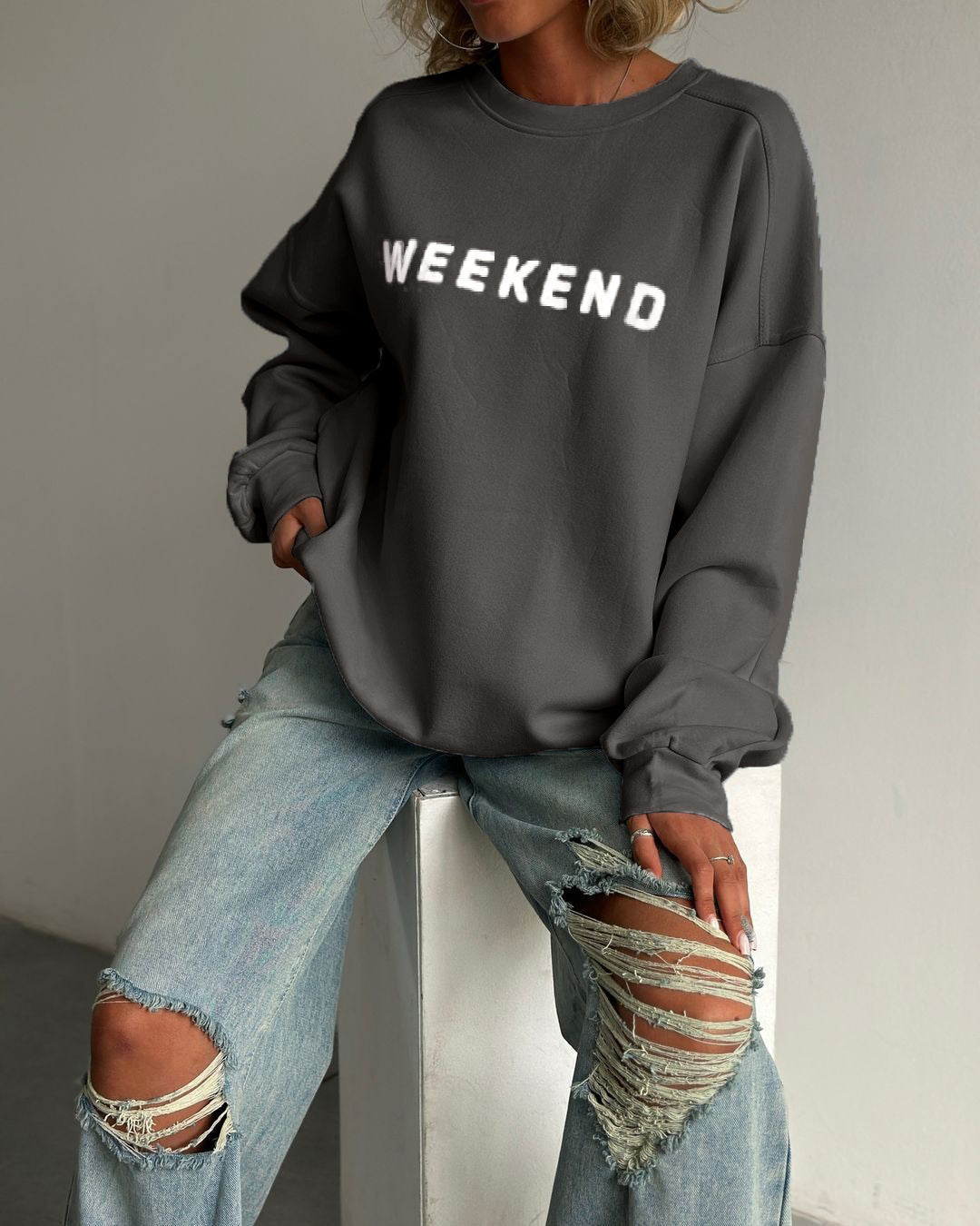 Cozy Women's Printed Long Sleeve Thick Pullover Sweatshirt