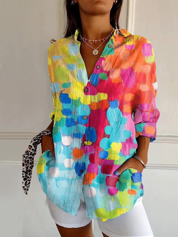 Women's Long-sleeved Printed Shirt