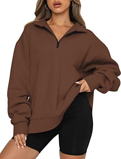 Women's Casual Zip Turndown Collar Sweatshirt