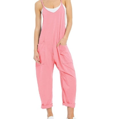 Women's Large Pocket Loose Jumpsuit