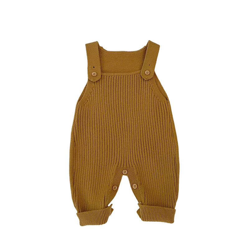 Cozy Knitted Infant Suspender Jumpsuit for Spring & Autumn