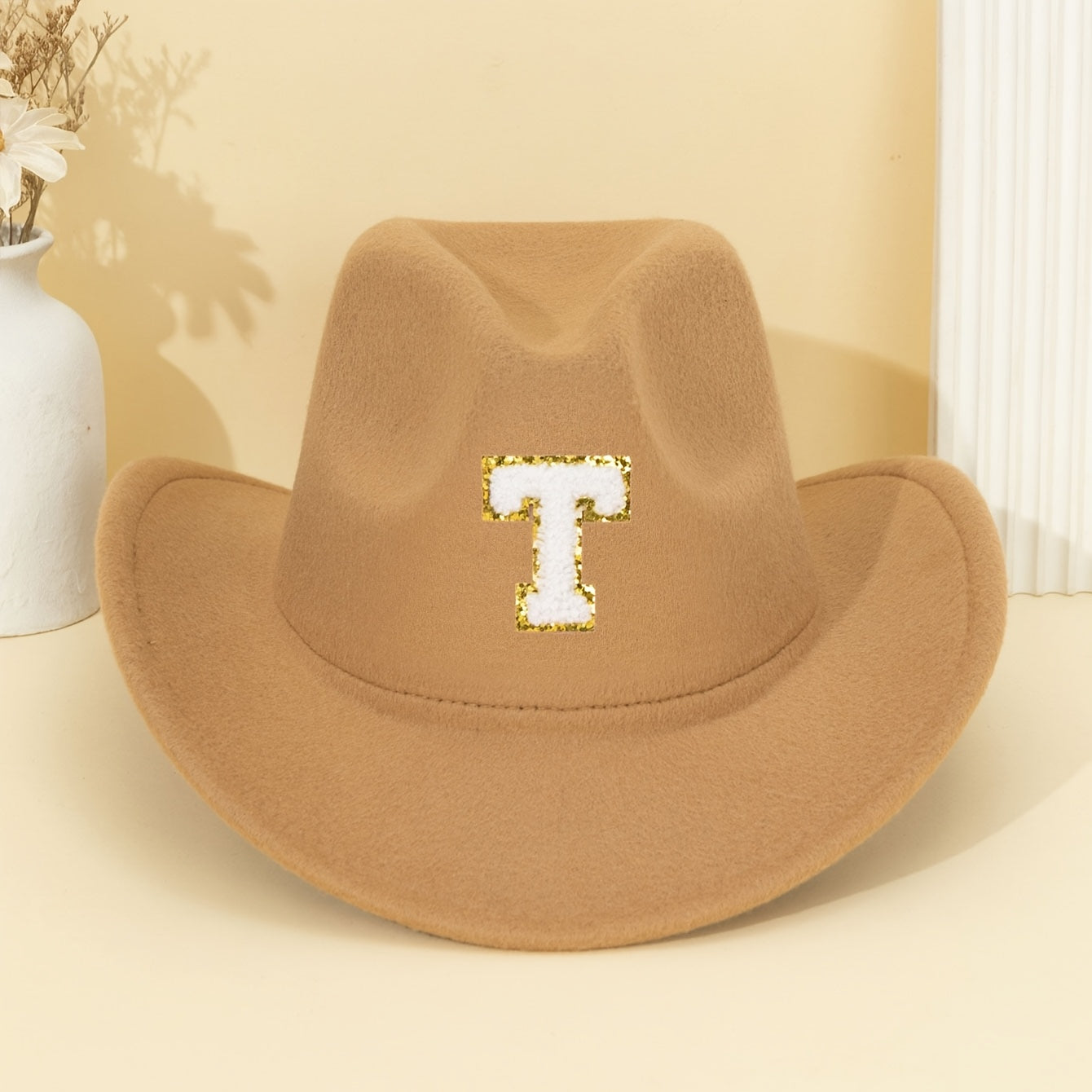 Khaki Alphabet Letter Fedora Hat