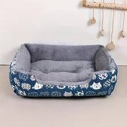 Blue Ultra-Soft Pet Bed - Paw Print Design, Durable Indoor Sofa Cushion, Easy-Clean Material, Comfortable and Cozy for Cats and Dogs, Available in 4 Sizes, Pet Bed for Dogs,