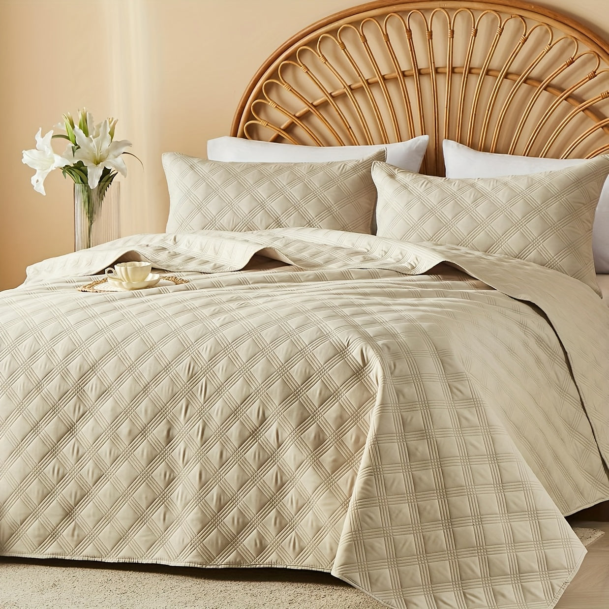 2/3pcs Quilt Set Bedspreads - Soft Cool & Refreshing Summer Quilt Lightweight Microfiber Bedspread - Modern Style Coin Pattern Coverlet For All Seasons - Gifts For The Family