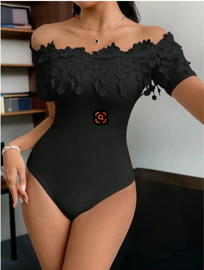 Sexy Off-Shoulder Lace Short Sleeve Bodysuit