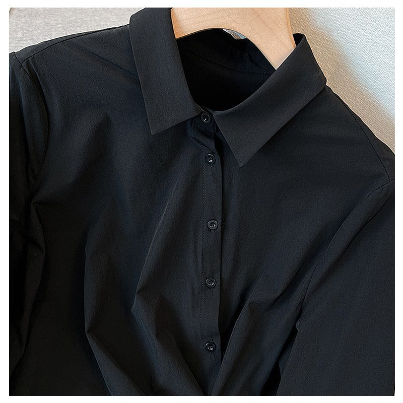Large Black Long Sleeved Shirt For Women In Spring