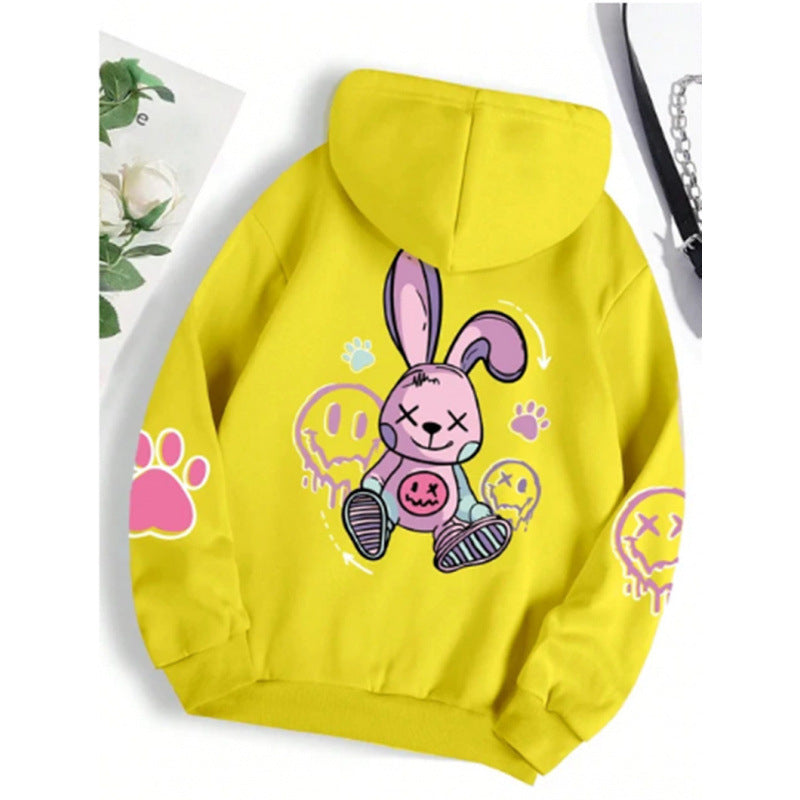 Casual Drop-Shoulder Printed Hoodie for Women