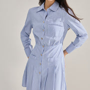 Long-sleeve Dress with an Elastic Waist Made of Pure Cotton