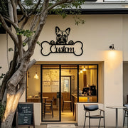 1 Metal Dog House With Personalized Name/Text/Logo - Heavy-Duty Outdoor/Indoor Kennel, Weatherproof Roof & Paw Print Door, No Needed, House Number Plate-Like Signage, Ideal Gift For Pet Owners (Dur...