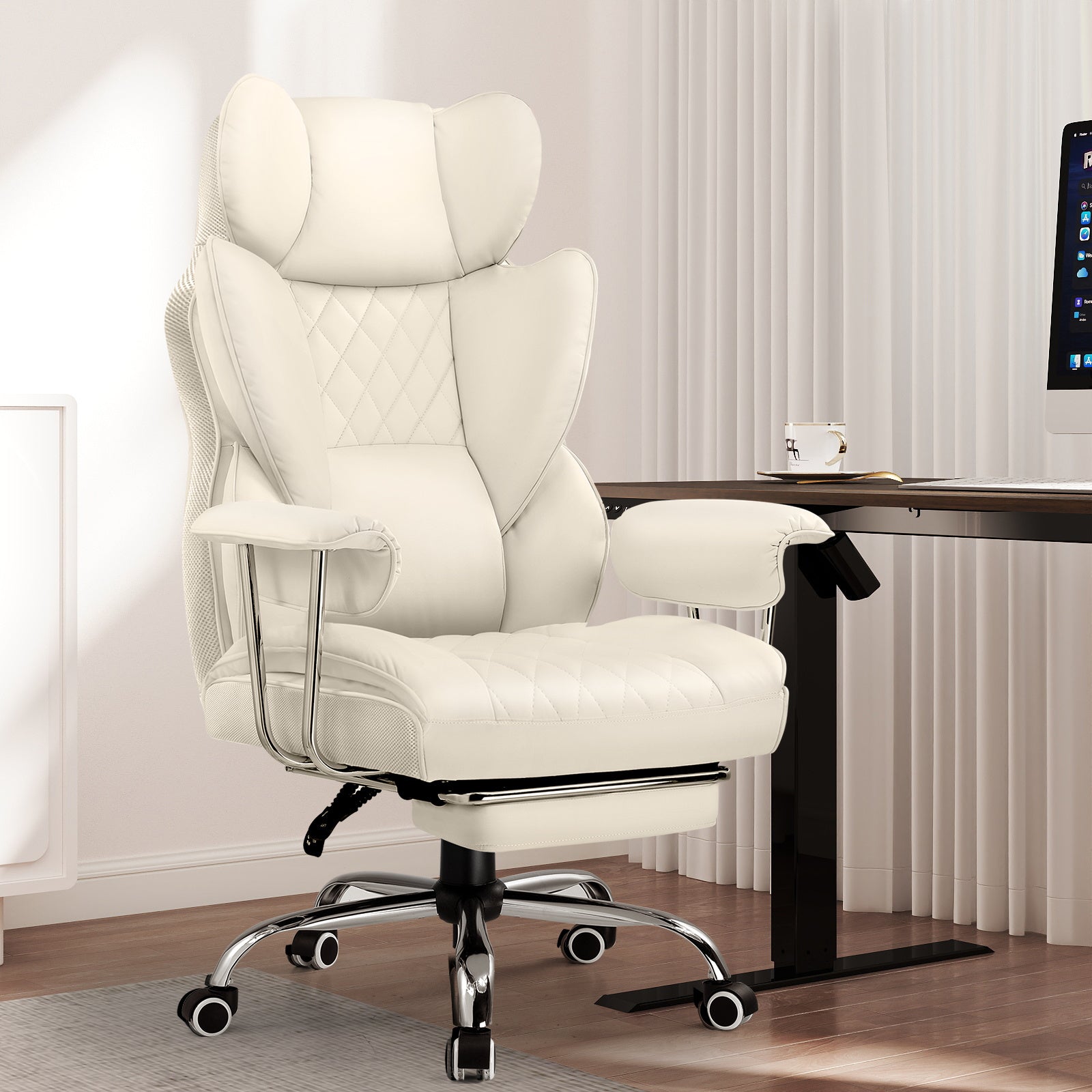 Wide Executive Office Chair with Lumbar Support and Adjustable Height