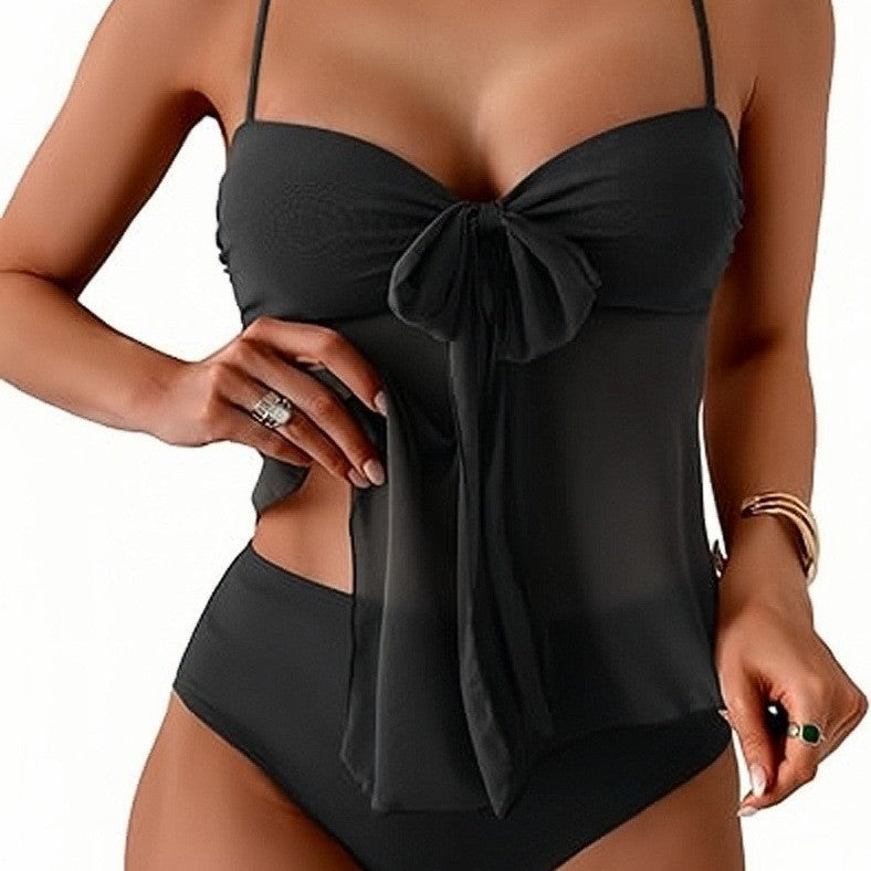 Lace-Up Mesh Two-Piece Bikini Swimsuit