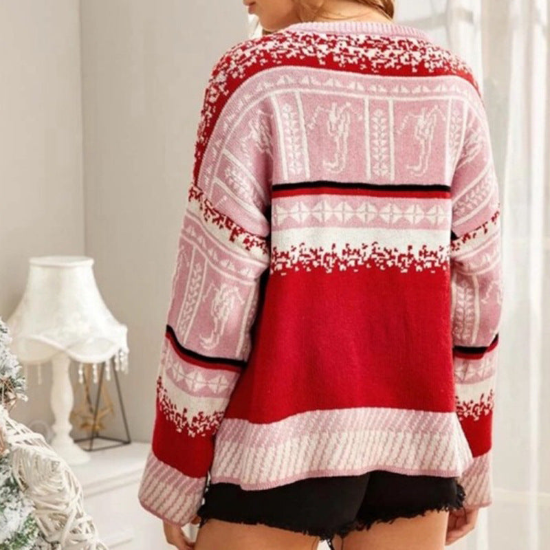Autumn and Winter Christmas Knitted Pullover Women's Sweater