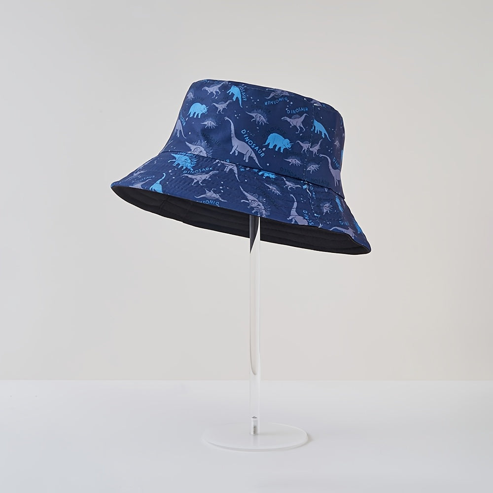 Unisex Kids Bucket Hat with Dinosaur Cartoon Print – Sun Protection