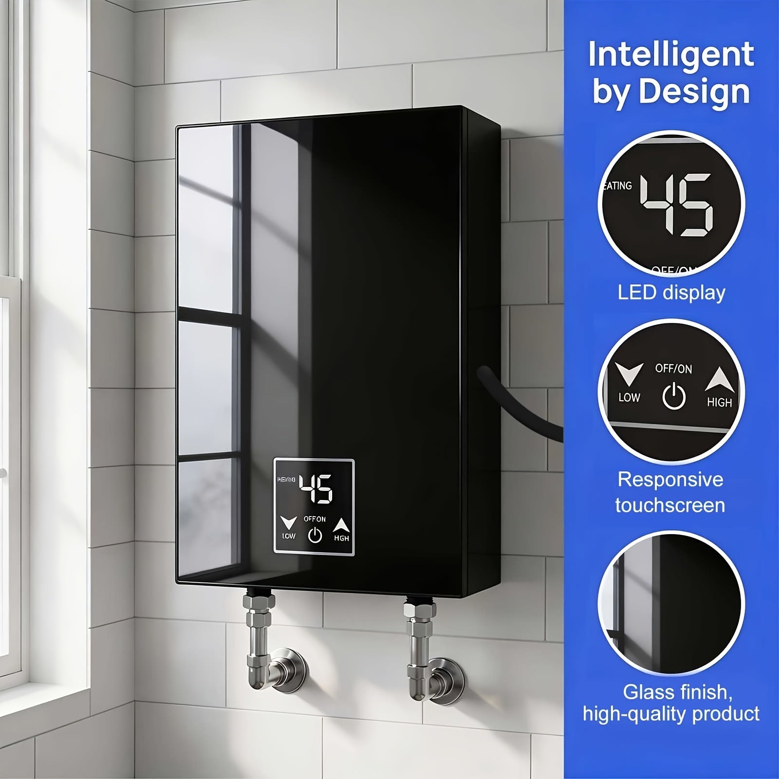 Compact Instantaneous Water Heater with Intelligent Temperature Control and Dual Safety System