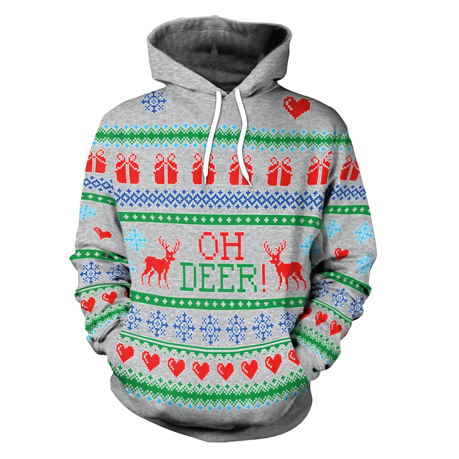 Women's Festive Christmas Hooded Digital Print Loose Sweatshirt