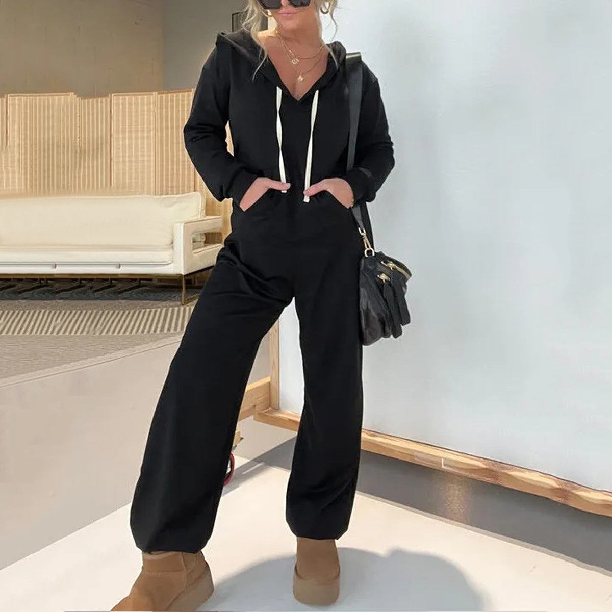 Polyester Women's Autumnwinter Jumpsuit Sweater Suit