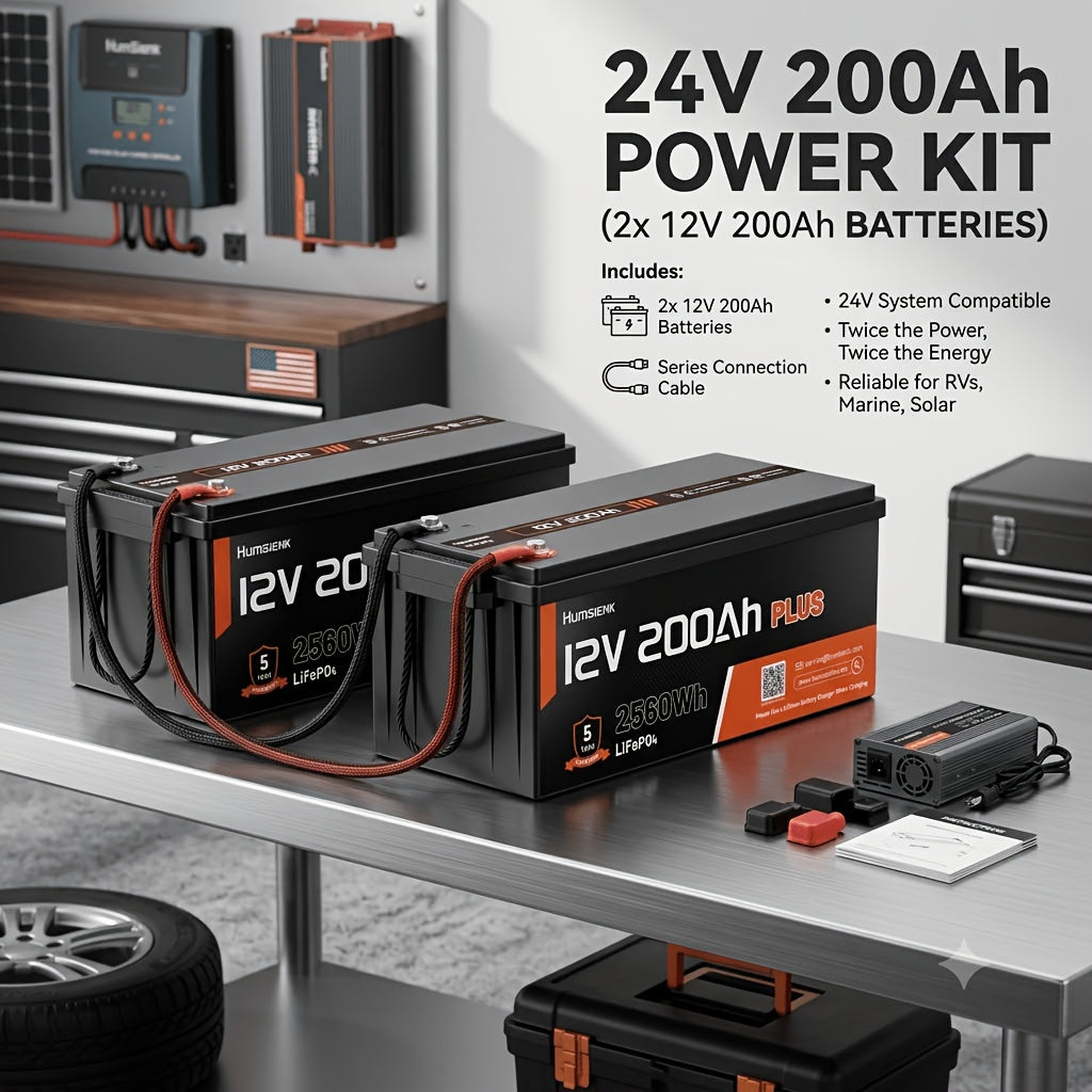 24V 200Ah Lithium Deep Cycle Battery with Smart BMS for Off-Grid Power