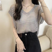 Loose Short-Sleeve Sweater for Women – Spring Lightweight Outerwear