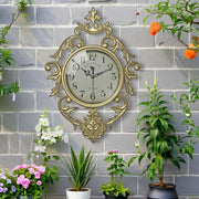 1pc, Golden Retro Glass Wall Clock, Silenting, Idyllic Garden Decoration, Modern Fashion And Creative Timepiece For Outdoor And Indoor Use