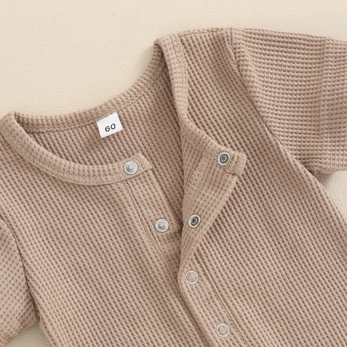 Kids' Cotton Waffle Short-Sleeve Jumpsuit