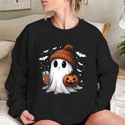 Cozy Drop-Shoulder Velvet Halloween Hoodie for Women