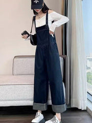 Vintage Wide-Leg Denim Workwear Jumpsuit