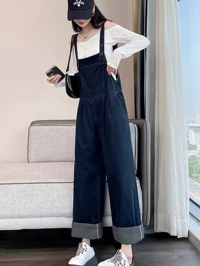 Vintage Wide-Leg Denim Workwear Jumpsuit