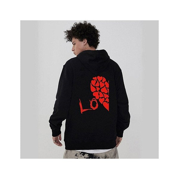 Cozy Heart Print Drop-Shoulder Fleece Sweatshirt