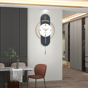 Creative Wall Clocks, Modern Metal Wood Pendulum Wall Clock For Living Room Kitchen Decor Wall Clock, Decorative Wall Clocks With Pendulum, Silent Quality Quartz Wall Clock Battery Operated, Large Wall Clock For Living Room