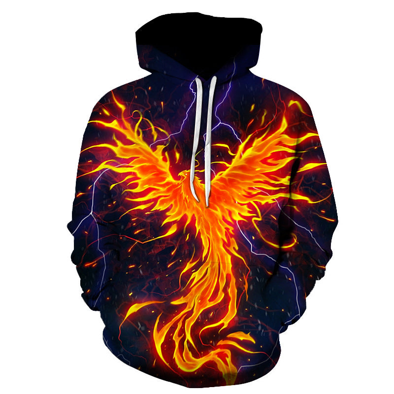 Flame Phoenix 3D Casual Loose Hoodie