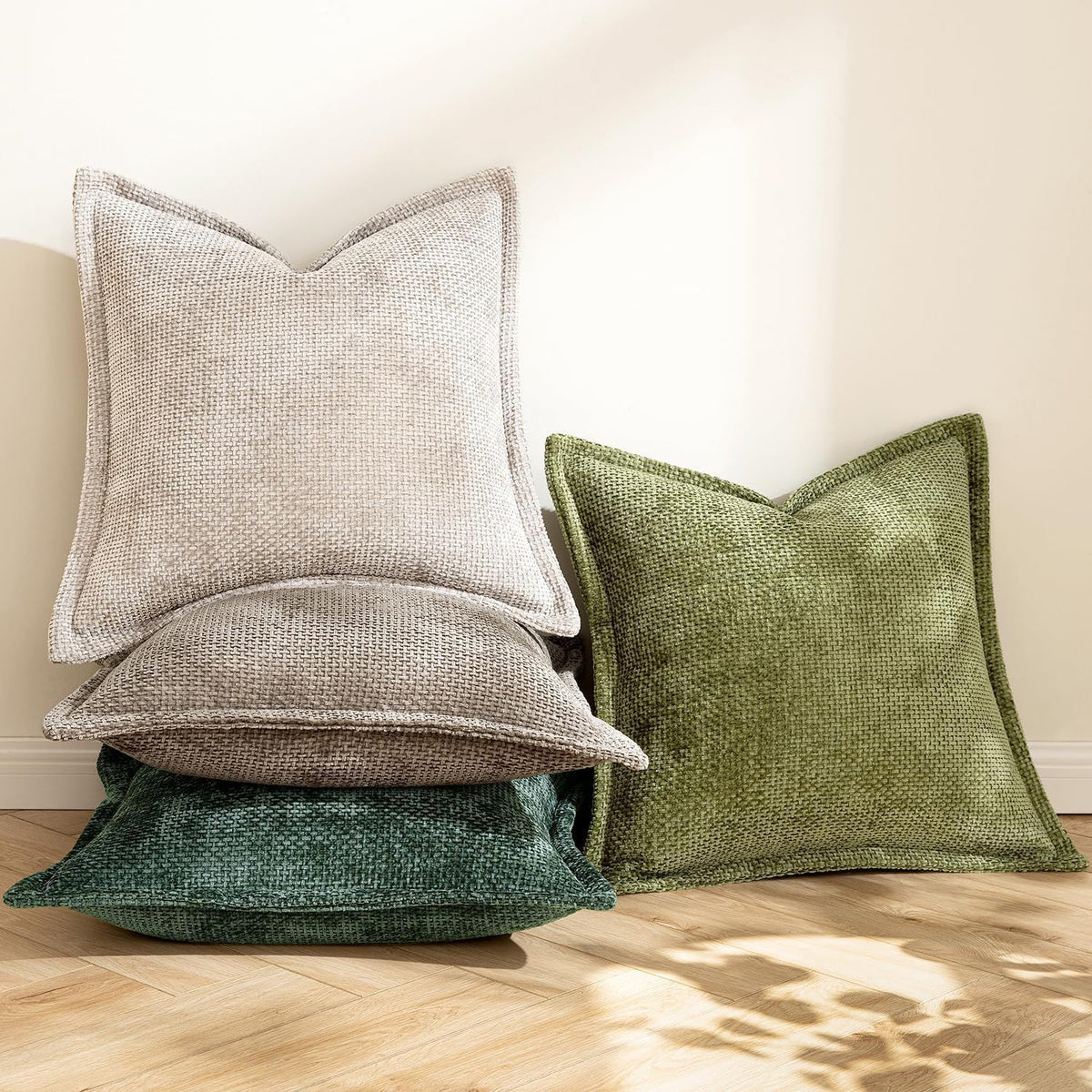 Cross-Checkered Trim Throw Pillow - Soft Down Fill