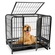 Starbover Dog Cage For Home, Double Door For Large And Medium Dogs, Indoor Dog Cage With Removable Tray And 2 Lockable Wheels, 1109672cm, Home Pet Enclosure, Spacious Dog Kennel, Sturdy Pet Crate,