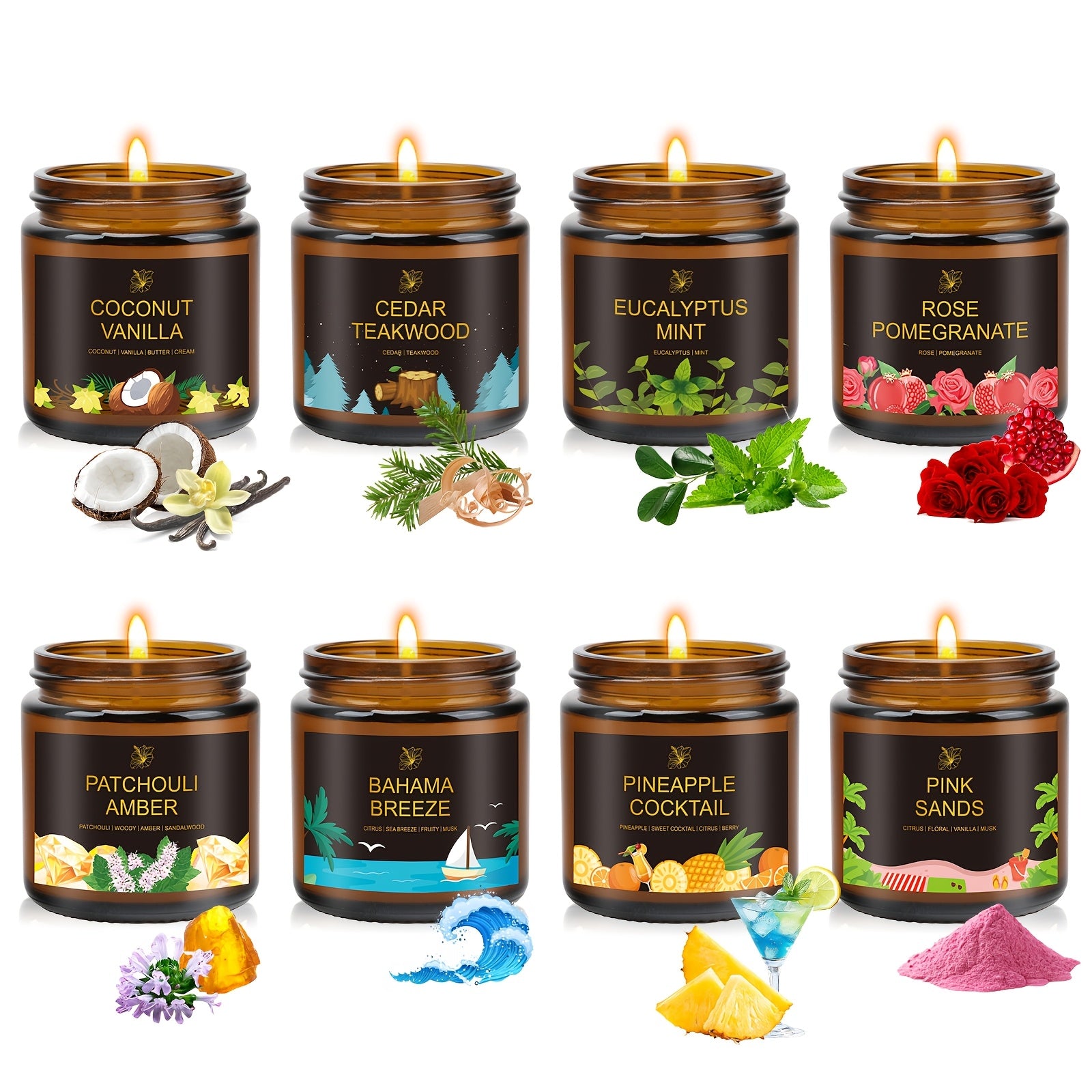 8-Pack Scented Soy Wax Candles for Home Décor