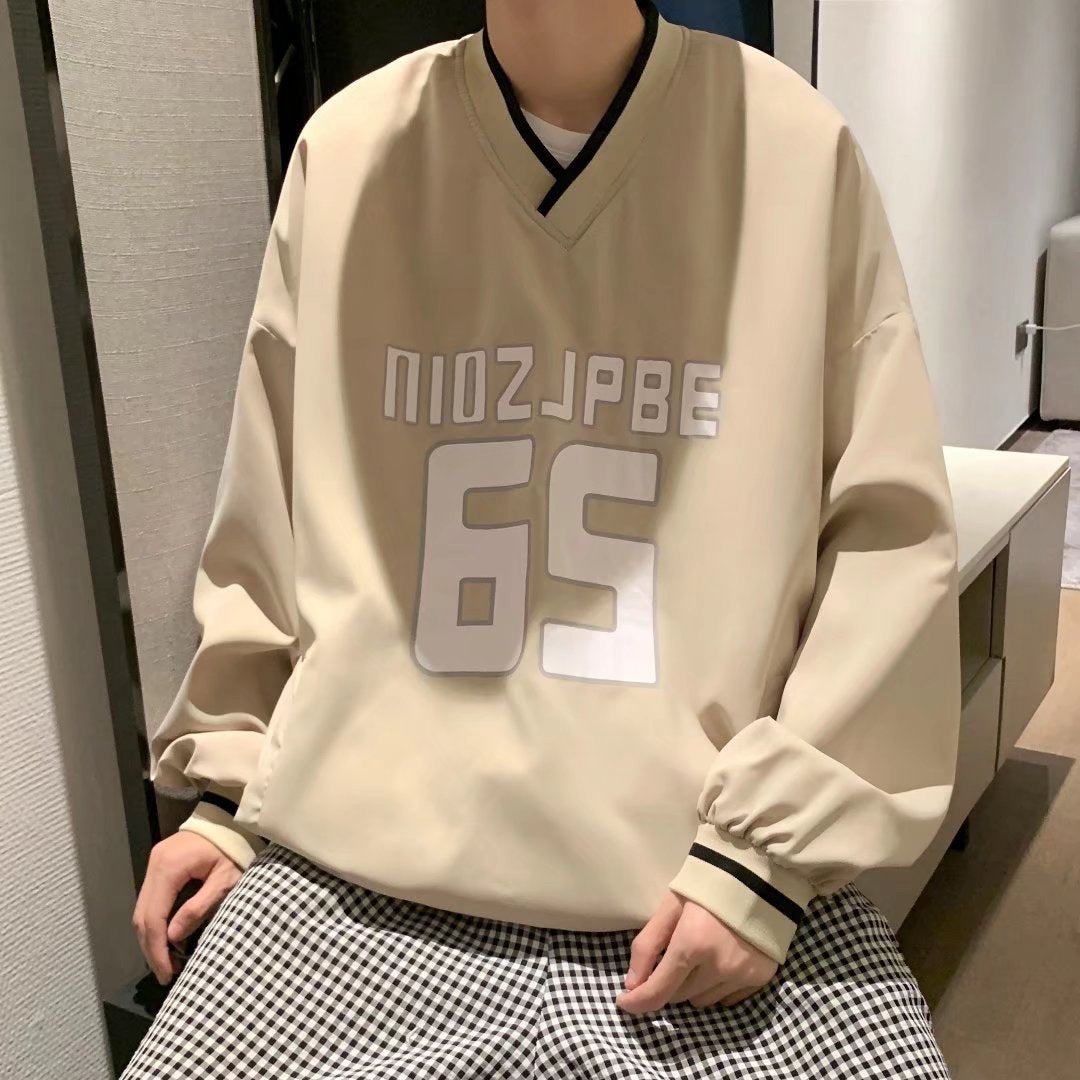 Women's V-Neck Baseball Pullover Sweater Jacket