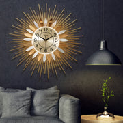 23.6" Modern LED Light Wall Clock, Golden Floral Design, Silent Operation - Ideal for Living Room, Kitchen, Entryway, Bedroom Decor, Home Decor
