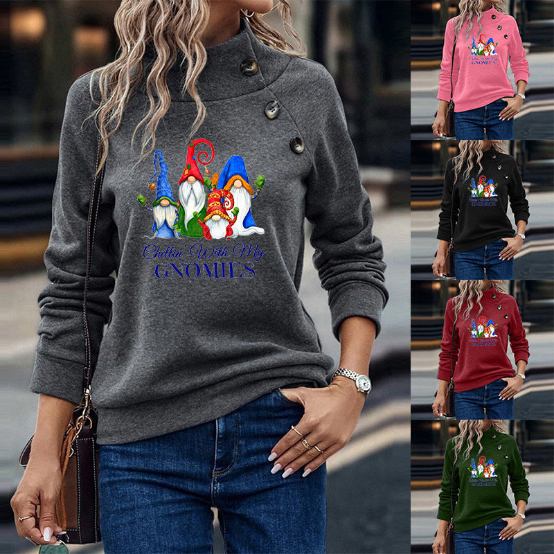Cartoon Round Neck Christmas Loose Long Sleeve Sweatershirt Women