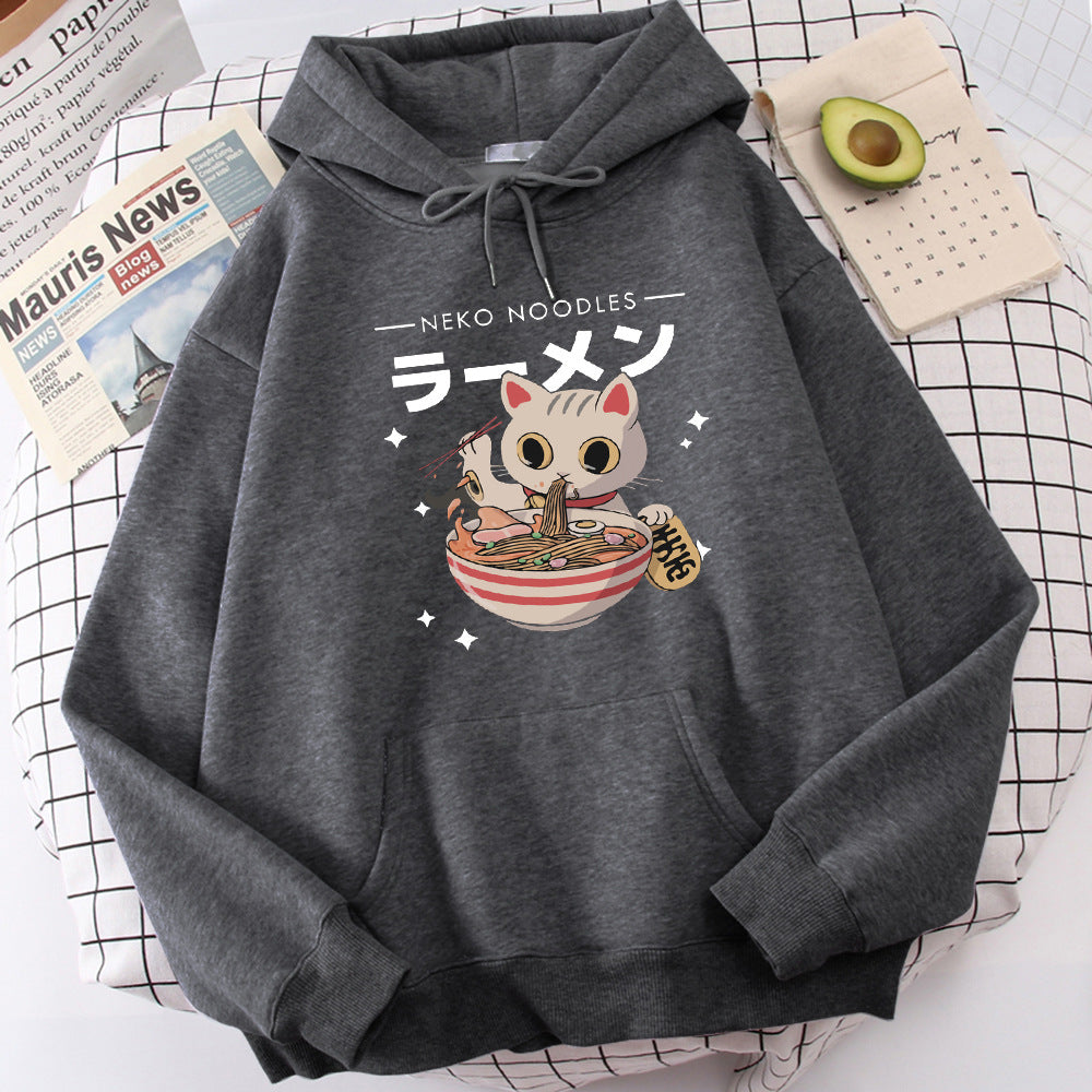 Cute Cat Print Women's Pullover Retro Sweatshirt